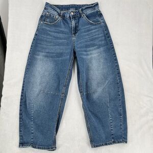 Sidefeel Jeans Womens 10 Blue Medium Wash Wide Leg Relaxed Baggy Barrel Jeans